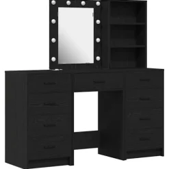 vidaXL Sminkbord>Smyckebord 3 pcs Svart 40 x 41 x 135 cm Konstruerat trä