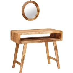 vidaXL Sminkbord>Smyckebord med lagring Brun 90 x 76 x 45 cm Massivt mangoträ