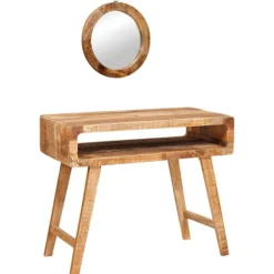 vidaXL Sminkbord>Smyckebord med lagring Brun 90 x 76 x 45 cm Massivt mangoträ