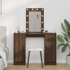 vidaXL Sminkbord>Smyckebord med lagring Brun 102 x 33 x 135 cm Konstruerat trä