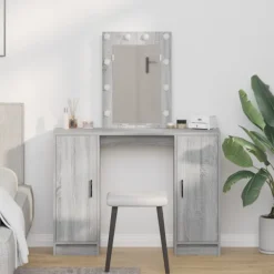 vidaXL Sminkbord>Smyckebord med lagring Grå 102 x 33 x 135 cm Konstruerat trä