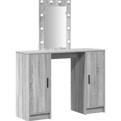 vidaXL Sminkbord>Smyckebord med lagring Grå 102 x 33 x 135 cm Konstruerat trä