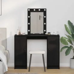 vidaXL Sminkbord>Smyckebord med lagring Svart 102 x 33 x 135 cm Konstruerat trä