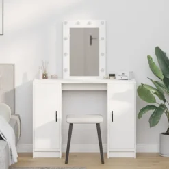 vidaXL Sminkbord>Smyckebord med lagring Vit 102 x 33 x 135 cm Konstruerat trä