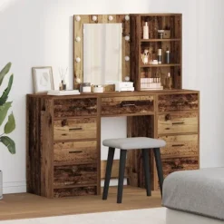 vidaXL Sminkbord>Smyckebord med låda 3 pcs Brun 40 x 41 x 135 cm Konstruerat trä