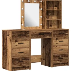 vidaXL Sminkbord>Smyckebord med låda 3 pcs Brun 40 x 41 x 135 cm Konstruerat trä