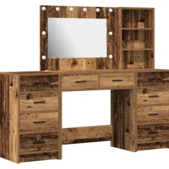 vidaXL Sminkbord>Smyckebord med låda 3 pcs Brun 40 x 41 x 135 cm Konstruerat trä