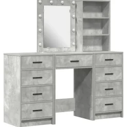 vidaXL Sminkbord>Smyckebord med låda 3 pcs Grå 40 x 41 x 135 cm Konstruerat trä