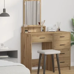 vidaXL Sminkbord>Smyckebord med låda Artisan Ek 50 x 41 x 140 cm Konstruerat trä