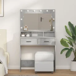 vidaXL Sminkbord>Smyckebord med låda Betonggrå 79 x 41 x 135 cm Konstruerat trä