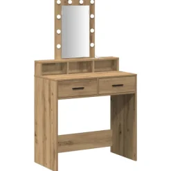 vidaXL Sminkbord>Smyckebord med låda Brun 79 x 41 x 140 cm Konstruerat trä