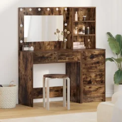 vidaXL Sminkbord>Smyckebord med låda Brun 78.5 x 41 x 135 cm Konstruerat trä