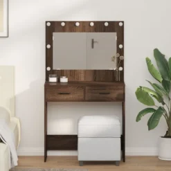 vidaXL Sminkbord>Smyckebord med låda Brun Ek 78,5 x 41 x 135 cm Konstruerat trä