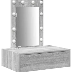 vidaXL Sminkbord>Smyckebord med låda Grå 60 x 40 x 70 cm Konstruerat trä