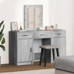 vidaXL Sminkbord>Smyckebord med låda Grå 50 x 41 x 135 cm Konstruerat trä