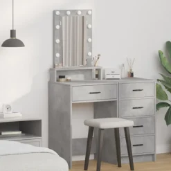 vidaXL Sminkbord>Smyckebord med låda Grå 50 x 41 x 140 cm Konstruerat trä