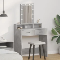 vidaXL Sminkbord>Smyckebord med låda Grå 79 x 41 x 140 cm Konstruerat trä