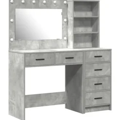 vidaXL Sminkbord>Smyckebord med låda Grå 78.5 x 41 x 135 cm Konstruerat trä