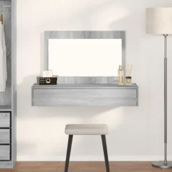 vidaXL Sminkbord>Smyckebord med låda Grå 100 x 40 x 70 cm Konstruerat trä