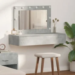 vidaXL Sminkbord>Smyckebord med låda Grå 100 x 40 x 70 cm Konstruerat trä