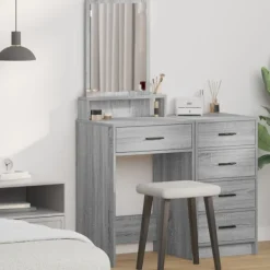 vidaXL Sminkbord>Smyckebord med låda Grå Sonoma 50 x 41 x 140 cm Konstruerat trä