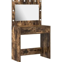 vidaXL Sminkbord>Smyckebord med låda Rökt ek 78,5 x 41 x 135 cm Konstruerat trä