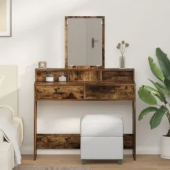 vidaXL Sminkbord>Smyckebord med låda Rökt ek 100 x 41 x 140 cm Konstruerat trä