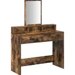 vidaXL Sminkbord>Smyckebord med låda Rökt ek 100 x 41 x 140 cm Konstruerat trä