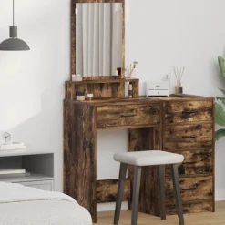 vidaXL Sminkbord>Smyckebord med låda Rökt ek 50 x 41 x 140 cm Konstruerat trä