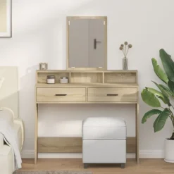 vidaXL Sminkbord>Smyckebord med låda Sonoma-ek 100 x 41 x 140 cm Konstruerat trä