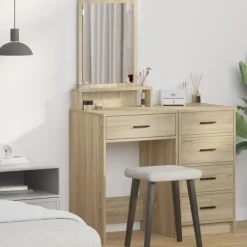 vidaXL Sminkbord>Smyckebord med låda Sonoma-ek 50 x 41 x 140 cm Konstruerat trä