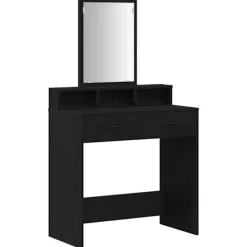 vidaXL Sminkbord>Smyckebord med låda Svart Ek 79 x 41 x 140 cm Konstruerat trä