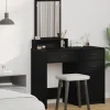 vidaXL Sminkbord>Smyckebord med låda Svart Ek 50 x 41 x 140 cm Konstruerat trä