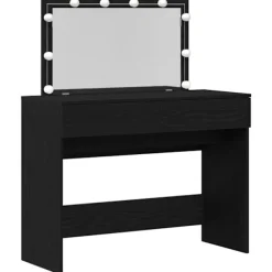 vidaXL Sminkbord>Smyckebord med låda Svart Ek 100 x 40 x 120 cm Konstruerat trä