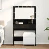 vidaXL Sminkbord>Smyckebord med låda Svart Ek 80 x 41 x 134,5 cm Konstruerat trä