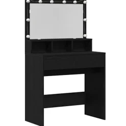 vidaXL Sminkbord>Smyckebord med låda Svart Ek 80 x 41 x 134,5 cm Konstruerat trä