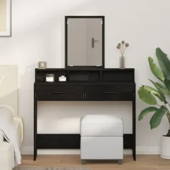 vidaXL Sminkbord>Smyckebord med låda Svart Ek 100 x 41 x 140 cm Konstruerat trä