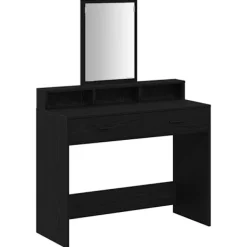 vidaXL Sminkbord>Smyckebord med låda Svart Ek 100 x 41 x 140 cm Konstruerat trä