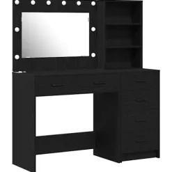 vidaXL Sminkbord>Smyckebord med låda Svart 78.5 x 41 x 135 cm Konstruerat trä