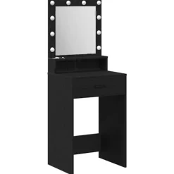 vidaXL Sminkbord>Smyckebord med låda Svart Ek 50 x 41 x 135 cm Konstruerat trä