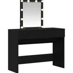 vidaXL Sminkbord>Smyckebord med låda Svart Ek 100 x 40 x 130 cm Konstruerat trä