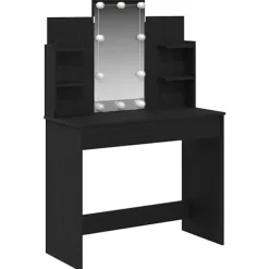 vidaXL Sminkbord>Smyckebord med låda Svart Ek 96 x 39 x 142 cm Konstruerat trä