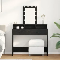 vidaXL Sminkbord>Smyckebord med låda Svart 100 x 41 x 140 cm Konstruerat trä