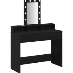 vidaXL Sminkbord>Smyckebord med låda Svart 100 x 41 x 140 cm Konstruerat trä