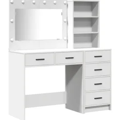 vidaXL Sminkbord>Smyckebord med låda Vit 78.5 x 41 x 135 cm Konstruerat trä