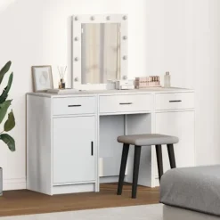 vidaXL Sminkbord>Smyckebord med låda Vit 50 x 41 x 135 cm Konstruerat trä