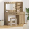vidaXL Sminkbord>Smyckebord med spegelbelysning 2 pcs Brun Konstruerat trä