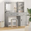 vidaXL Sminkbord>Smyckebord med spegelbelysning 2 pcs Grå Konstruerat trä