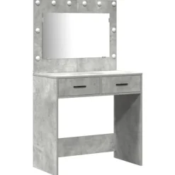 vidaXL Sminkbord>Smyckebord med spegelbelysning 2 pcs Grå Konstruerat trä