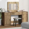 vidaXL Sminkbord>Smyckebord med spegelbelysning 3 pcs Brun Konstruerat trä